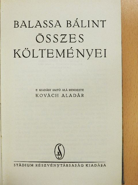 Balassa Bálint - Balassa Bálint összes költeményei [antikvár]