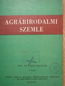 Agrárirodalmi Szemle Név- és tárgymutató 1965. [antikvár]