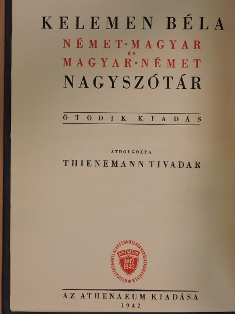 Kelemen Béla - Német-magyar és magyar-német nagyszótár I-II. [antikvár]