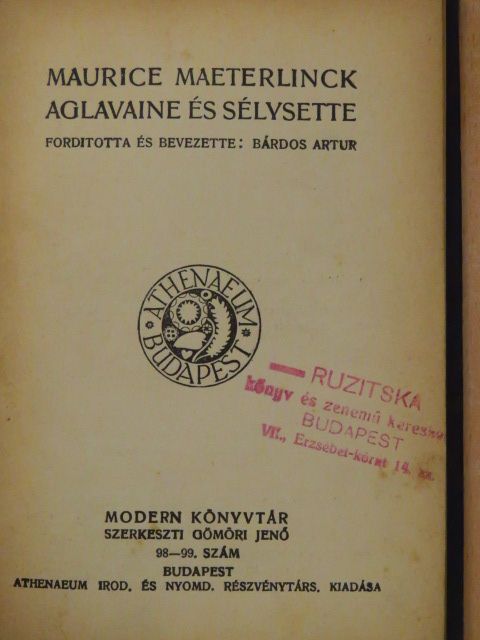 Maurice Maeterlinck - Aglavaine és Sélysette [antikvár]