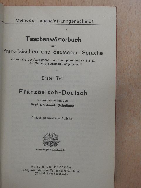 Taschenwörterbuch der französischen und deutschen Sprache I. [antikvár]