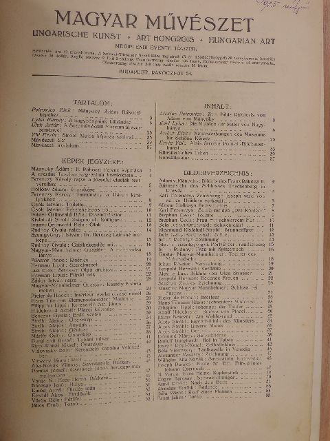 Elek Artúr - Magyar Művészet 1925. (nem teljes évfolyam) [antikvár]