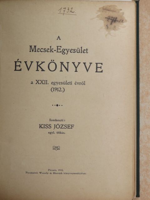 dr. Jankovics Macell - A Mecsek-Egyesület Évkönyve a XXII. egyesületi évről [antikvár]