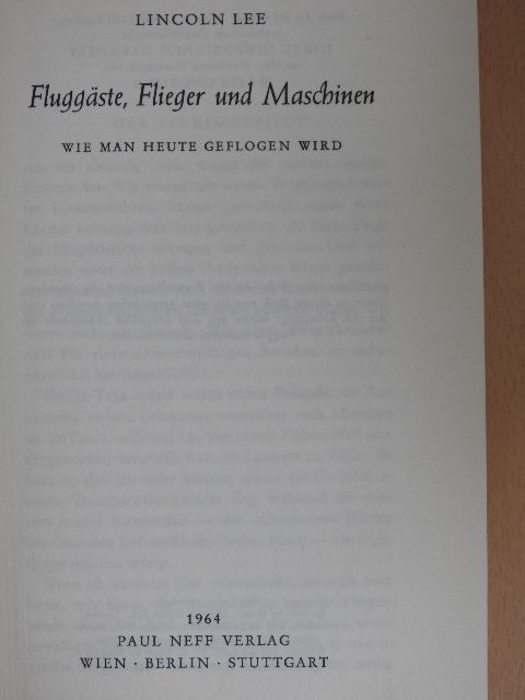 Lincoln Lee - Fluggäste, Flieger und Maschinen [antikvár]