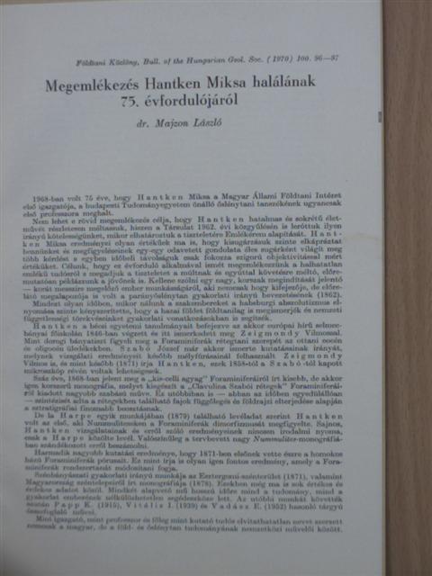 Dr. Majzon László - Megemlékezés Hantken Miksa halálának 75. évfordulójáról [antikvár]