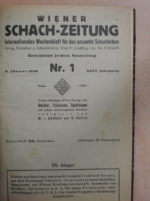A. Becker - Wiener Schach-Zeitung 1938. (nem teljes évfolyam) [antikvár]