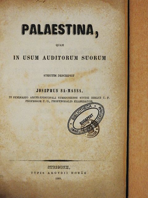 Josephus Sa-massa - Palaestina [antikvár]