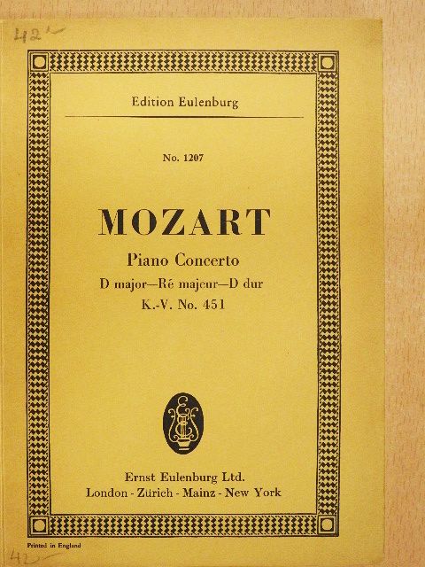 Wolfgang Amadeus Mozart - Concerto D major for Pianoforte and Orchestra [antikvár]