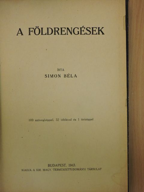 Simon Béla - A földrengések [antikvár]