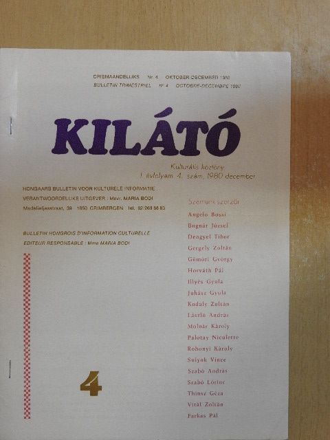 Angelo Bossi - Kilátó 1980. december [antikvár]