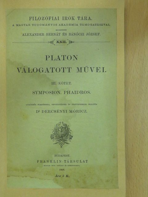 Platon - Platon válogatott művei III. [antikvár]