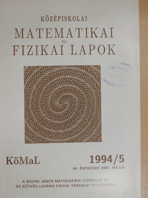 Pelikán József - Középiskolai matematikai és fizikai lapok 1994. május [antikvár]