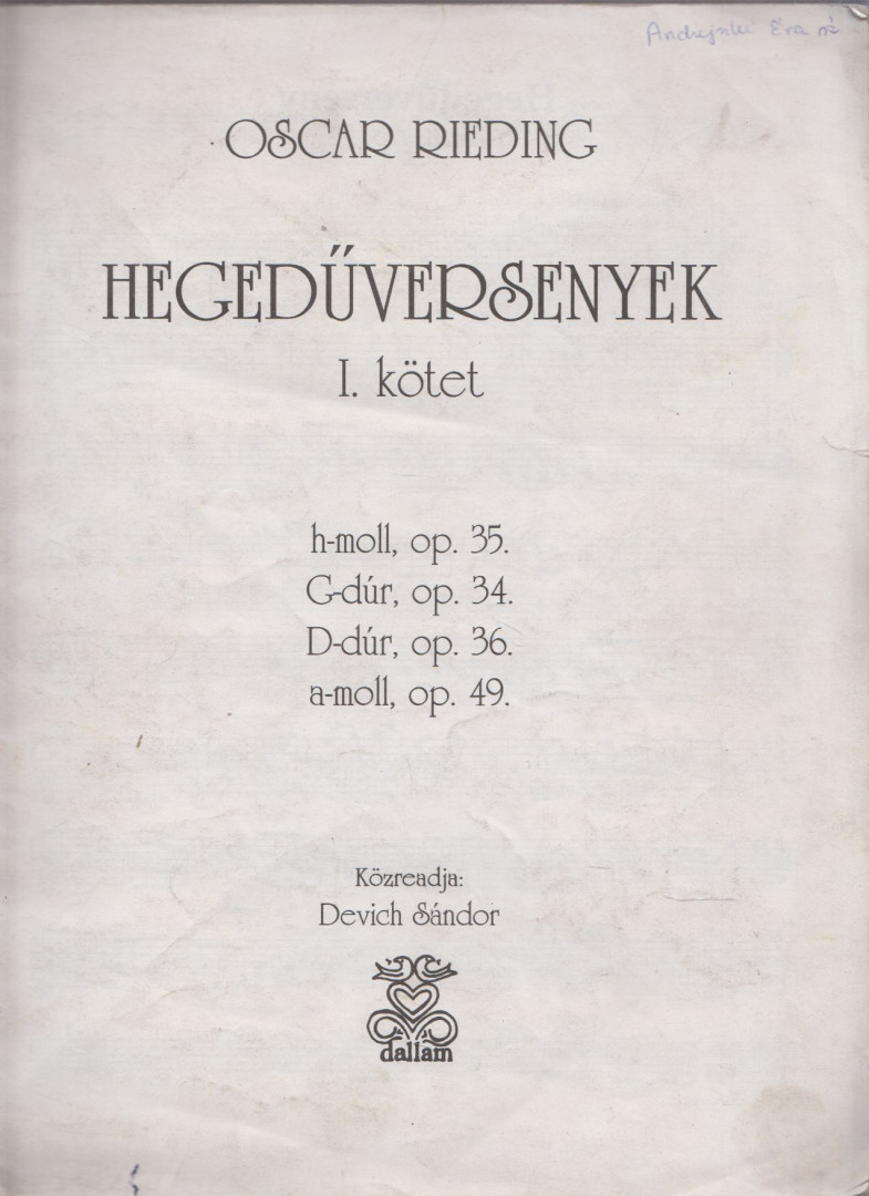 Oscar Rieding - Hegedűversenyek I. [antikvár]