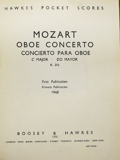 Wolfgang Amadeus Mozart - Oboe Concerto [antikvár]