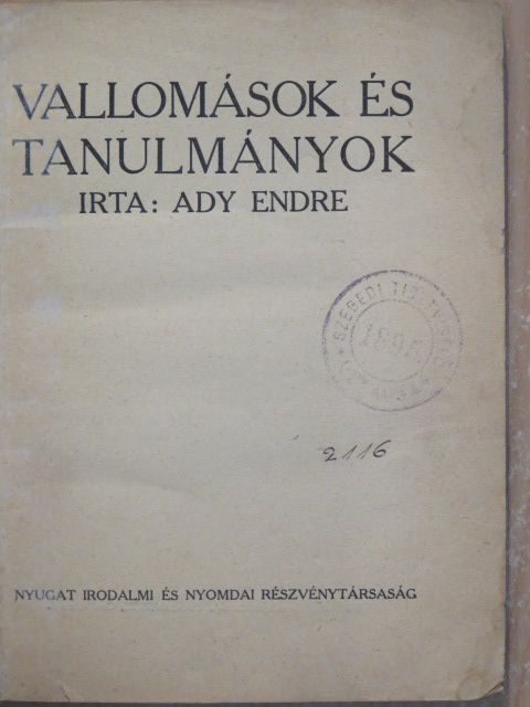 Ady Endre - Vallomások és tanulmányok [antikvár]