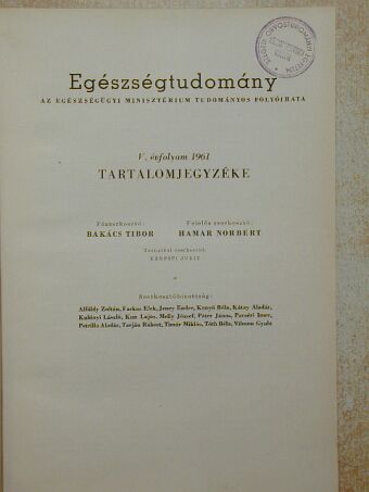 A. Bátskor I. - Egészségtudomány 1961/1-4. [antikvár]