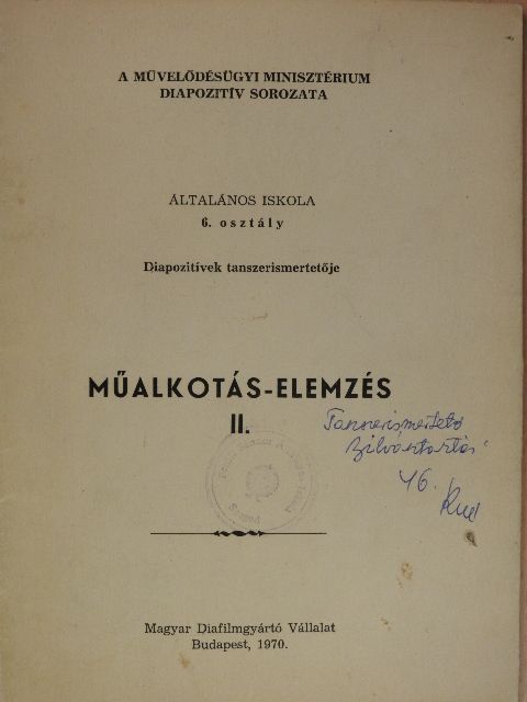 Műalkotás-elemzés II.  [antikvár]