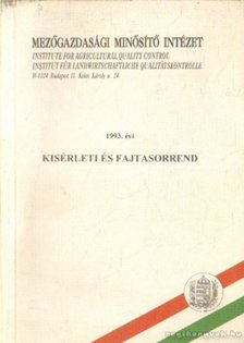 Rátkai József - 1993. évi Kísérleti és fajtasorrend [antikvár]