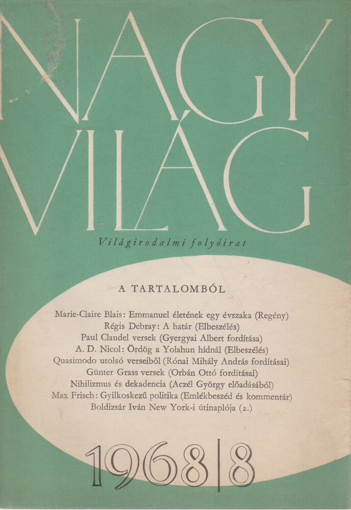KARDOS LÁSZLÓ - Nagyvilág 1968/8. [antikvár]