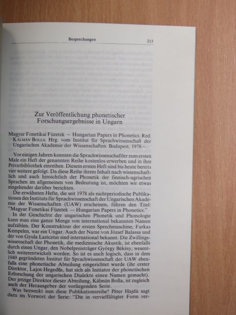Bolla Kálmán - Zur Veröffentlichung phonetischer Forschungsergebnisse in Ungarn [antikvár]