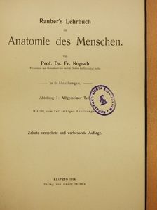 Prof. Fr. Kopsch - Rauber's Lehrbuch der Anatomie des Menschen Abteilung 1. (töredék) [antikvár]
