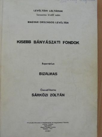 Kisebb bányászati fondok [antikvár]