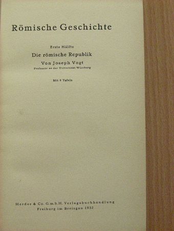 Joseph Vogt - Römische Geschichte [antikvár]