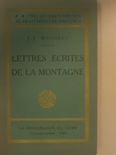 J.-J. Rousseau - Lettres écrites de la Montagne [antikvár]