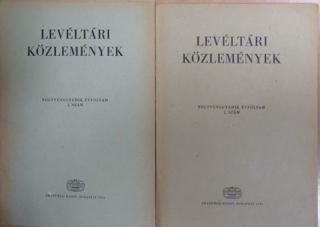 Balázs Péter - Levéltári közlemények 1970/1-2. [antikvár]