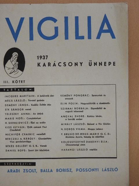 Angyal Endre - Vigilia 1937. III. [antikvár]