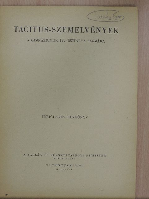 Publius Cornelius Tacitus - Tacitus-szemelvények [antikvár]