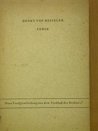 Henry von Heiseler - Verse [antikvár]