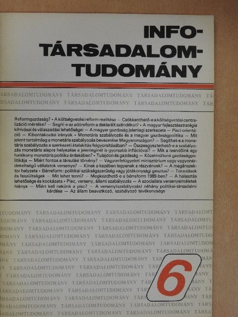 Erdős Tibor - Info-Társadalomtudomány 1988. szeptember [antikvár]