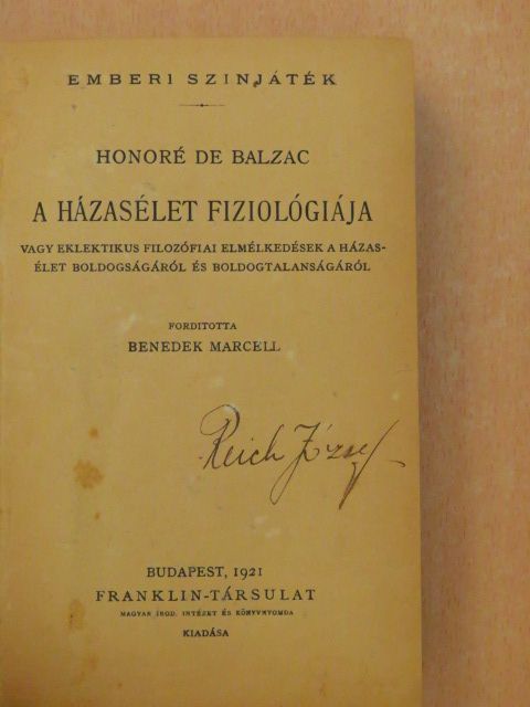Honoré de Balzac - A házasélet fiziológiája [antikvár]