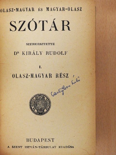 Olasz-magyar és magyar-olasz szótár I. [antikvár]
