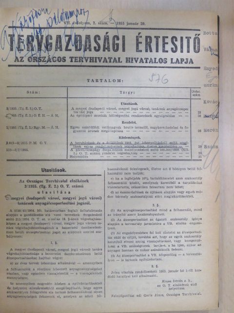 Csergő János - Tervgazdasági Értesítő 1955. (nem teljes évfolyam) [antikvár]