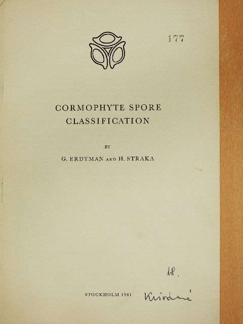 G. Erdtman - Cormophyte Spore Classification [antikvár]
