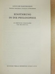 Louis de Raeymaeker - Einführung in die Philosophie [antikvár]