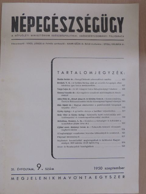 Dr. Adler Péter - Népegészségügy 1950. szeptember [antikvár]