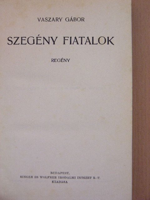 Vaszary Gábor - Szegény fiatalok [antikvár]