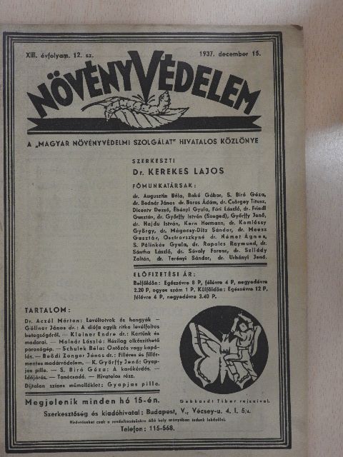 Dr. Aczél Márton - Növényvédelem 1937. december [antikvár]