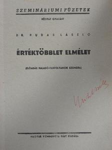 Dr. Rudas László - Értéktöbblet elmélet [antikvár]