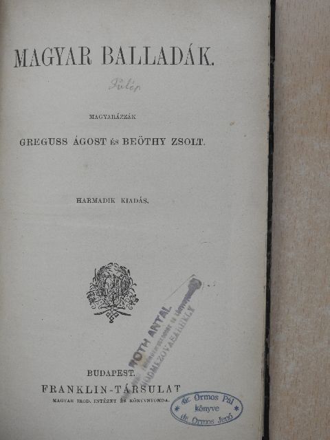 Czuczor Gergely - Magyar balladák [antikvár]