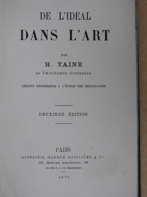 H. Taine - De l'idéal dans l'art [antikvár]