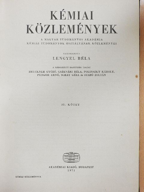 Beke Béla - Kémiai Közlemények 1971/1-4. [antikvár]