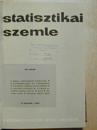 Aranyi Attila - Statisztikai Szemle 1975. január-december  [antikvár]