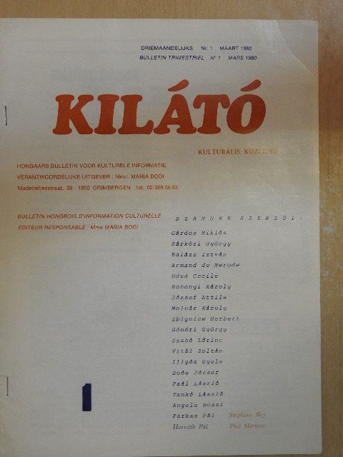 Angelo Bossi - Kilátó 1980. március [antikvár]