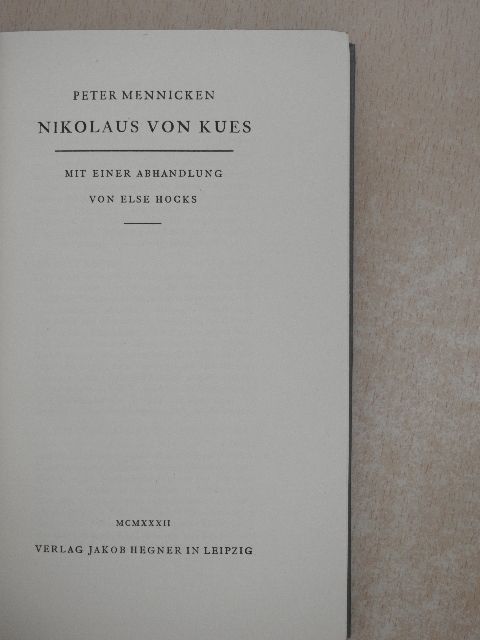 Peter Mennicken - Nikolaus von Kues [antikvár]