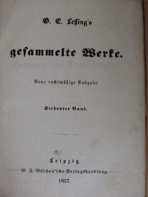 G. E. Lessing - G. E. Lessing's gesammelte Werke VII-VIII. (gótbetűs) [antikvár]