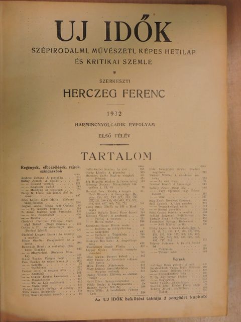 Fáth Imre - Uj Idők 1932. (nem teljes évfolyam) [antikvár]